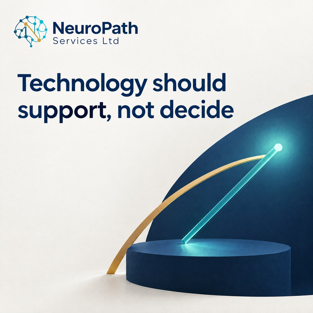 NeuroPath editorial visual for Why assessment technology should support clinical judgement, not decide for it